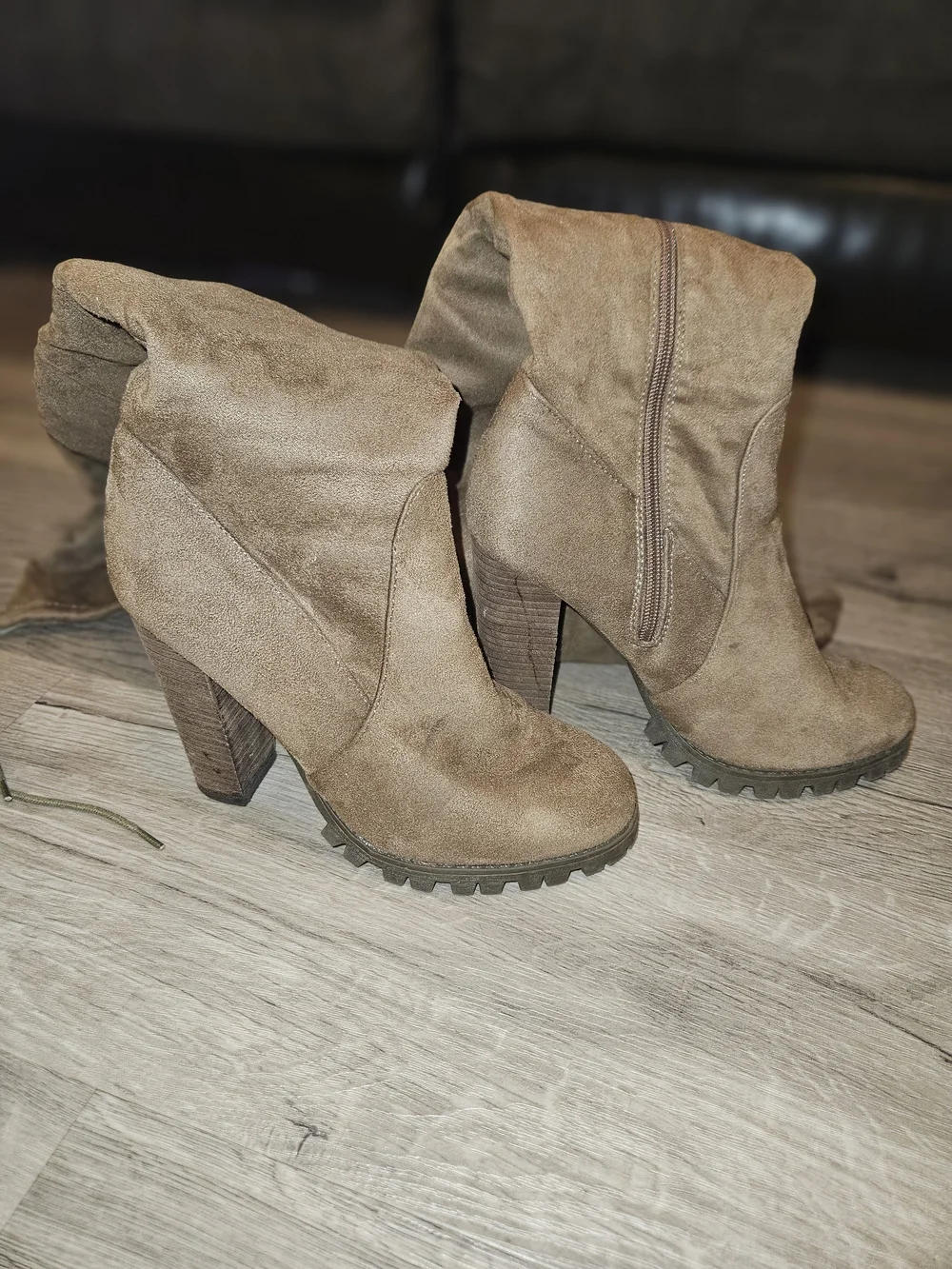 Charlotte Russe Suede-Like Tan Over-the-Knee Lug Heel Boots